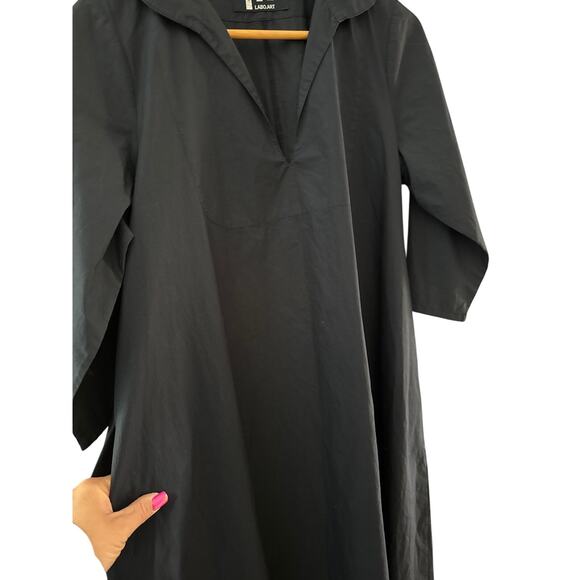 Labo Art 100% Italian Poplin Cotton Clara Midi Dress Black Size Medium - Picture 9 of 10